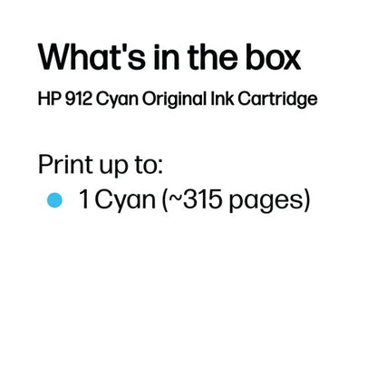 HP 912 Original Ink Cartridge 2.93-ml Cyan 3YL77AE