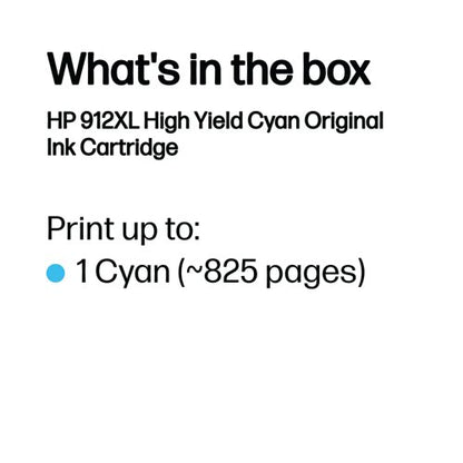 HP 912XL Original Ink Cartridge High Yield Cyan 3YL81AE