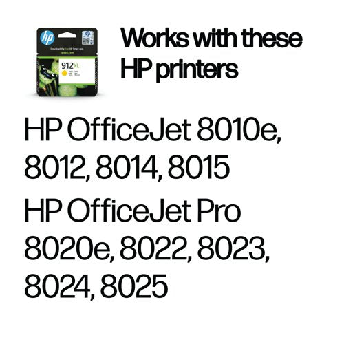 HP 912XL Original Ink Cartridge High Yield Yellow 3YL83AE