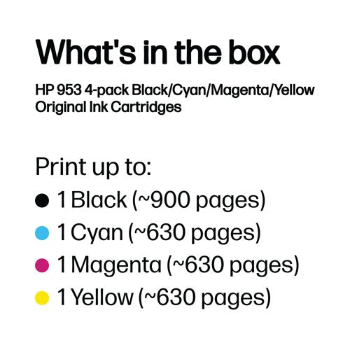 HP 953 Original Ink Cartridge 9/20-ml CMYK 4-pack 6ZC69AE