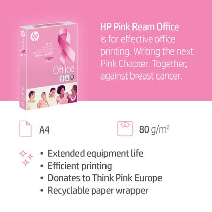 HP Office Pink Wrap Ream White Paper A4 80gsm Box of 5 reams