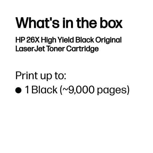 HP 26X Original LaserJet Toner Cartridge High Yield Black CF226X