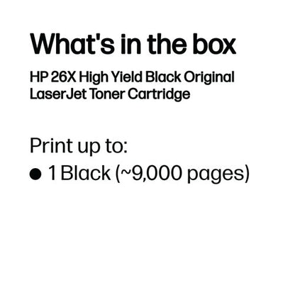 HP 26X Original LaserJet Toner Cartridge High Yield Black CF226X