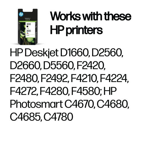 HP 300 Original Ink Cartridge 4-ml Black/Tri-color CN637EE