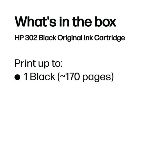 HP 302 Original Ink Cartridge 3.5-ml Black F6U66AE