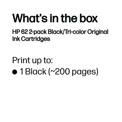 HP 62 Original Ink Cartridge 4/4.5-ml Black/Tri-color N9J71AE