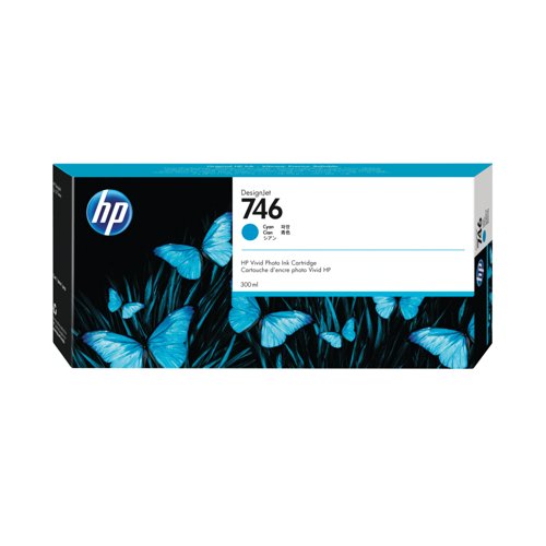HP 746 Original Ink Cartridge 300-ml Cyan P2V80A