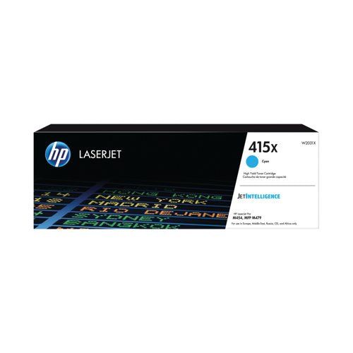 HP 415X Original LaserJet Toner Cartridge High Yield Cyan W2031X