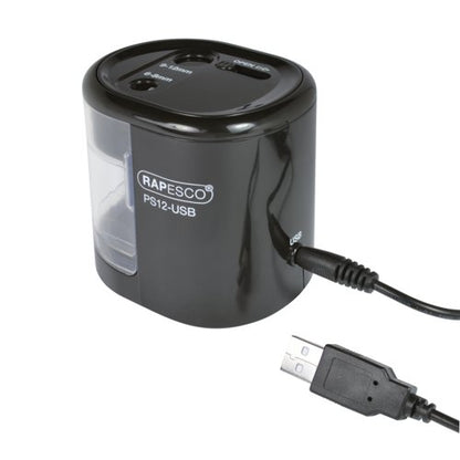 Rapesco USB Electric Pencil Sharpener Black 1449