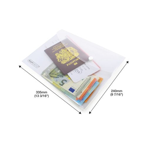 Rapesco Eco Recycled Popper Wallet A5 Clear (Pack of 5) 1588