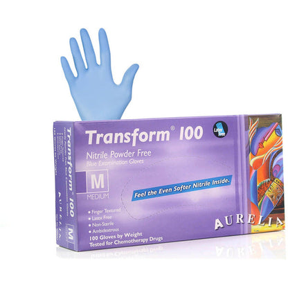 Aurelia TRANSFORM Blue Powder Free Nitrile Gloves 100's ALL SIZES