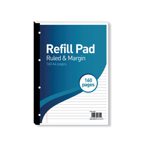 Hamelin 8mm Ruled/Margin Refill Pad A4 80 Sheet (Pack of 5) 400127657