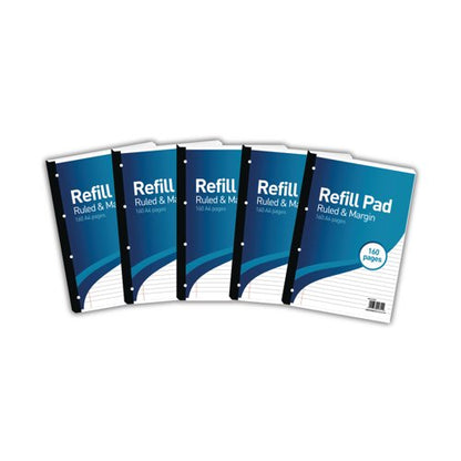 Hamelin 8mm Ruled/Margin Refill Pad A4 80 Sheet (Pack of 5) 400127657