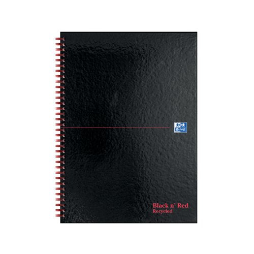 BlackNRed Hardback Wirebound Recycled Notebook A4 (Pack of 2) 400194990