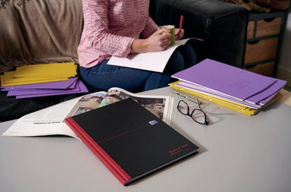 Oxford Black N Red Hardback Casebound Recycled Notebook 192 Pages A4 (Pack of 2) 400194939