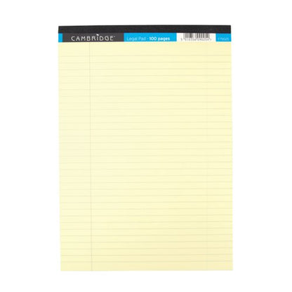 Cambridge Everyday Ruled Legal Pad 100 Pages A4 Yellow (Pack of 10) 100080179