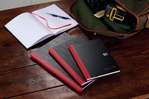 Black n' Red Casebound Ruled Hardback Notebook A4 (Pack of 5) 100080446