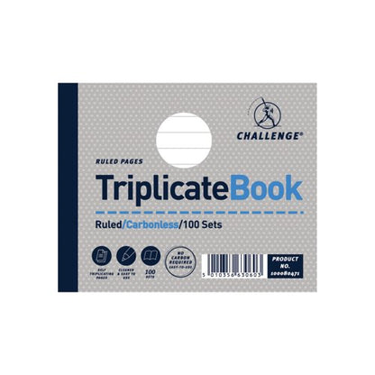 Challenge Ruled Carbonless Triplicate Book 100 Sets 105x130mm (Pack of 5) 100080471