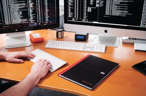 Black n' Red Casebound Ruled Hardback Notebook A4 100080473
