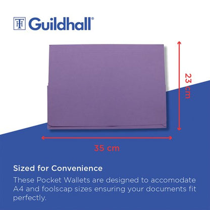 Exacompta Guildhall Brief Size Pocket Wallet 14x10in Mauve (Pack of 50) PW3-MVE