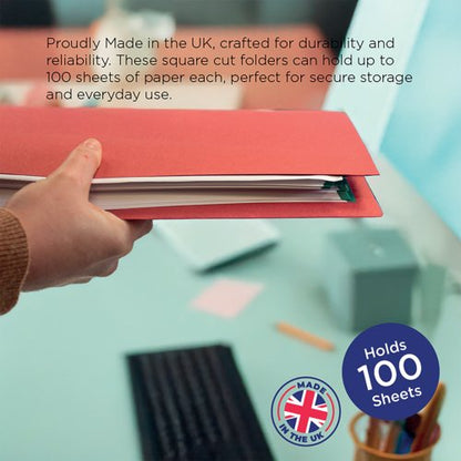 Guildhall Square Cut Folder Mediumweight Foolscap Red (Pack of 100) FS250-REDZ