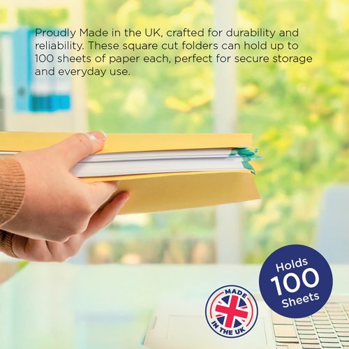 Guildhall Square Cut Folder Mediumweight Foolscap Yellow (Pack of 100) FS250-YLWZ
