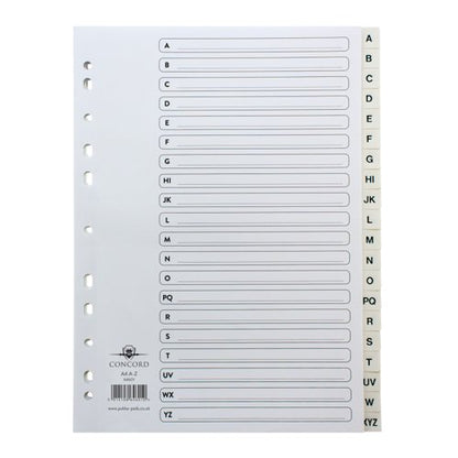 Concord 20-Part A-Z Index Polypropylene A4 White 64601