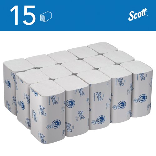 Scott Flushable Folded Hand Towels 1-Ply x322 White Pack of 15 6659