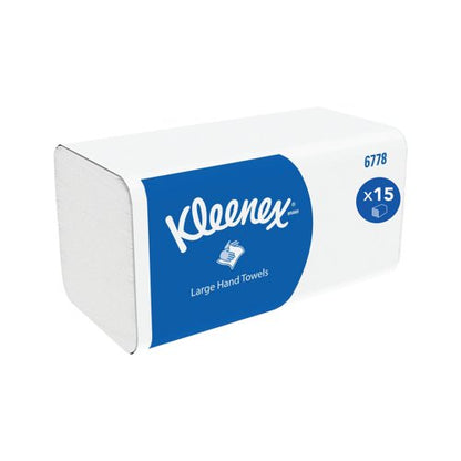 Kleenex V-Fold Paper Hand Towels 2-Ply x124 White Pack of 15 6778