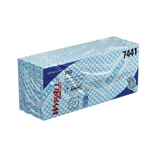 Wypall Interfolded Cleaning Cloths Blue Pack of 50 7441