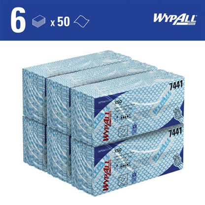Wypall Interfolded Cleaning Cloths Blue Pack of 50 7441