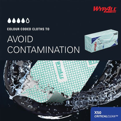 Wypall Interfolded Cleaning Cloths Green Pack of 50 7442