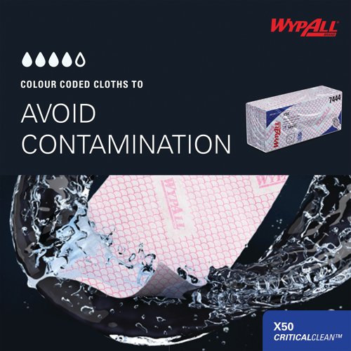 Wypall Interfolded Cleaning Cloths Red Pack of 50 7444
