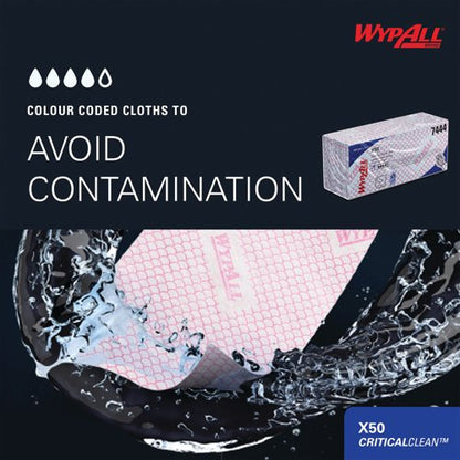 Wypall Interfolded Cleaning Cloths Red Pack of 50 7444
