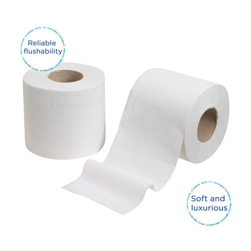 Kleenex Paper Toilet Roll 2-Ply x210 2 Rolls x18 White Pack of 36 8477