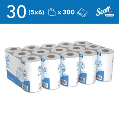 Scott Toilet Tissue 3-Ply x1800 6 Rolls x5 White Pack of 30 8558