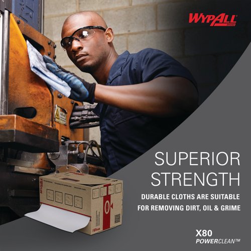 Wypall X80 Power Clean Midi Cleaning Wiper Roll x180 White 8252