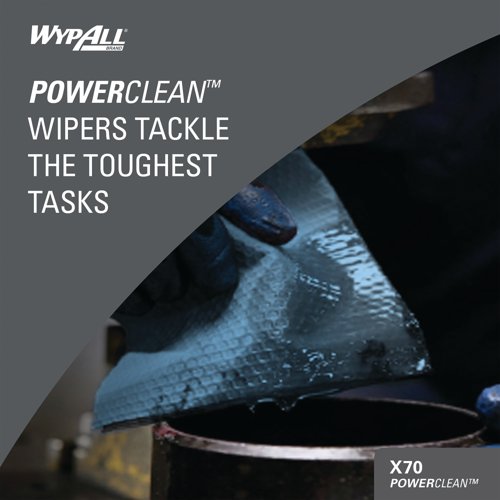Wypall X70 Power Clean Midi Cleaning Wiper Roll x215 Cloths Blue 8251