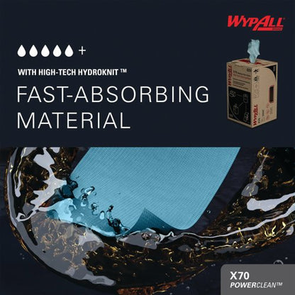 Wypall X70 Power Clean Midi Cleaning Wiper Roll x215 Cloths Blue 8251