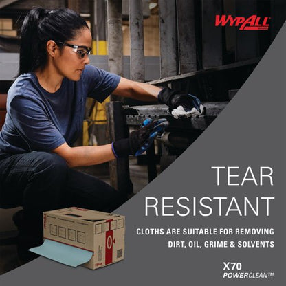 Wypall X70 Power Clean Midi Cleaning Wiper Roll x215 Cloths Blue 8251