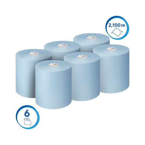 Scott Essential Paper Hand Towel Roll 1-Ply 350m Blue Pack of 6 6692