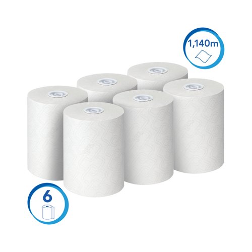 Scott Slimroll Paper Hand Towel Roll 1-Ply 190m White Pack of 6 6695