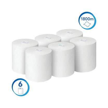 Scott Disposable Paper Hand Towel Roll 1-Ply 300m White Pack of 6 6622