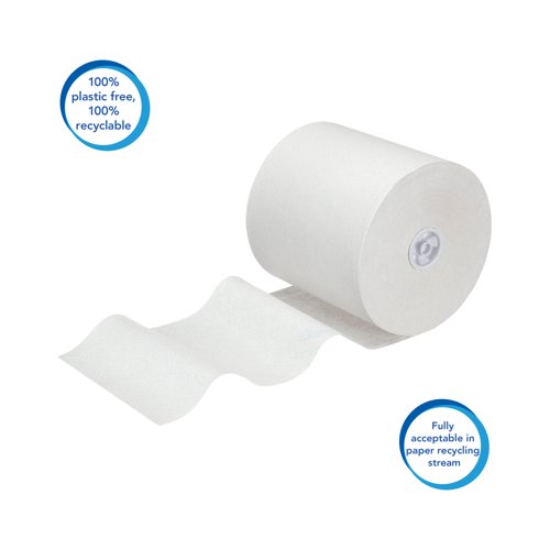 Scott Disposable Paper Hand Towel Roll 1-Ply 300m White Pack of 6 6622