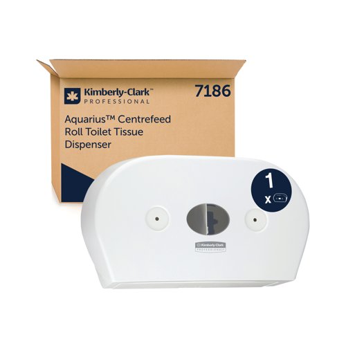 Aquarius Mini Twin Roll Centrefeed Toilet Tissue Dispenser White 7186