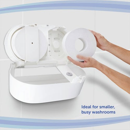 Aquarius Mini Twin Roll Centrefeed Toilet Tissue Dispenser White 7186