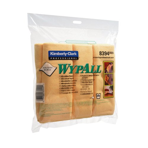 Wypall Microfibre Cloths 400x400mm Yellow Pack of 6 8394