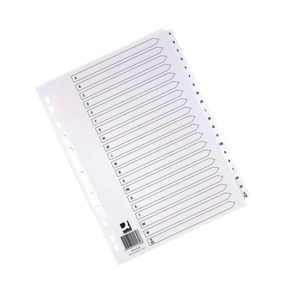 Q-Connect 20-Part A-Z Index Multi-Punched Reinforced Board Clear Tab A4 WhiteKF01532