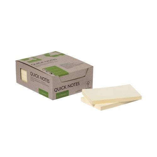 Q-Connect Recycled Notes 127x76mm Yellow (Pack of 12) KF17322