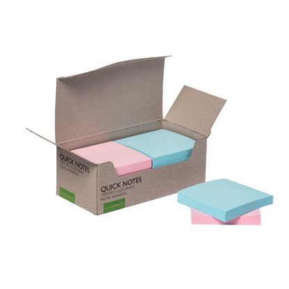Q-Connect Recycled Notes 76x76mm Pastel Rainbow (Pack of 12) KF17324